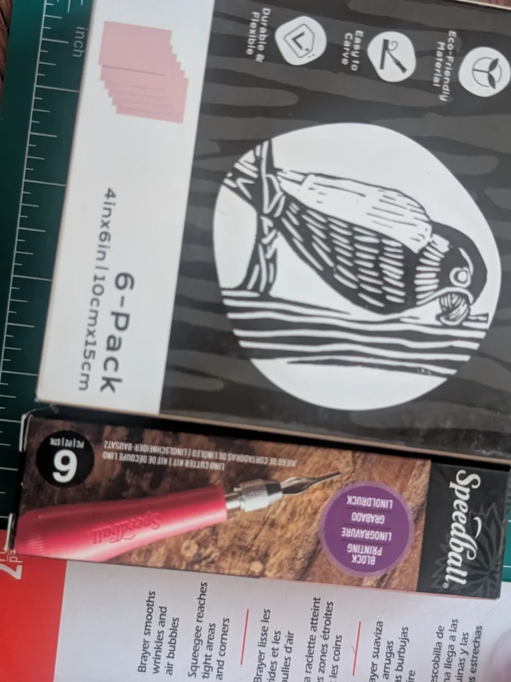 Plaid Mod Podge Pink Brayer Set with Bobbledro Carving Blocks and Speedball Tool